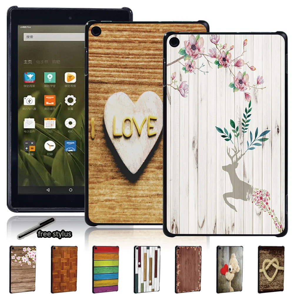 

Back Case for Amazon Fire HD 8 (6th/7th/8th Gen)/Fire 7 HD 10 (5th/7th/9th Gen) Anti-fall Wood Pattern Tablet Hard Shell Case