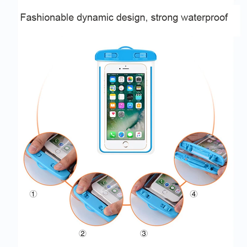 

S.IKRR Luminous Touch Screen PVC Waterproof Phone Case PVC Swimming Diving Sports Bag For Phone Beach Water Pool Bags Universal