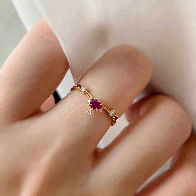 

AINUOSHI 18K Gold Heart Shape 0.25ct Natural Ruby Real Diamond for Women Exquisite Anniversary Valentine's Day Ring Gift