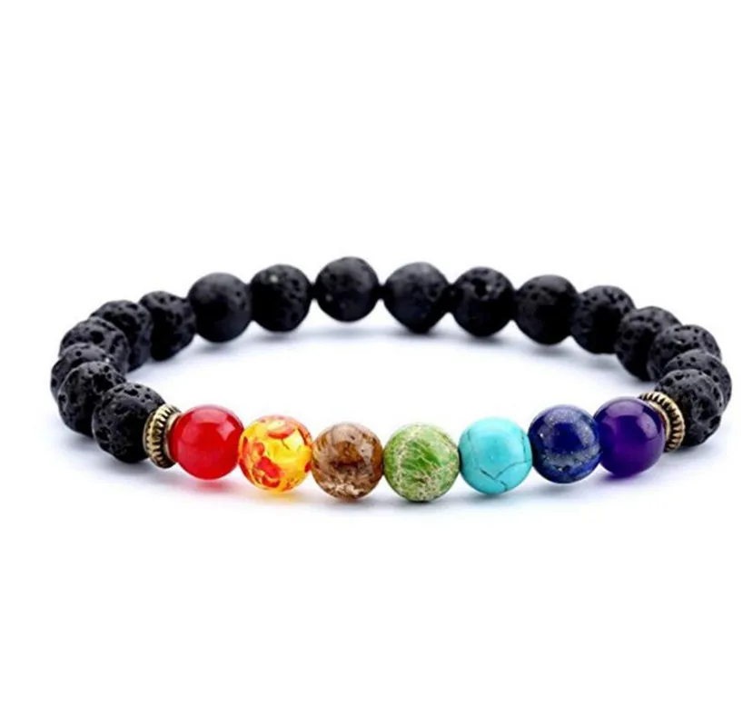 Медная Статуя 7 Чакра Исцеление бисерный браслет натуральный камень лавы