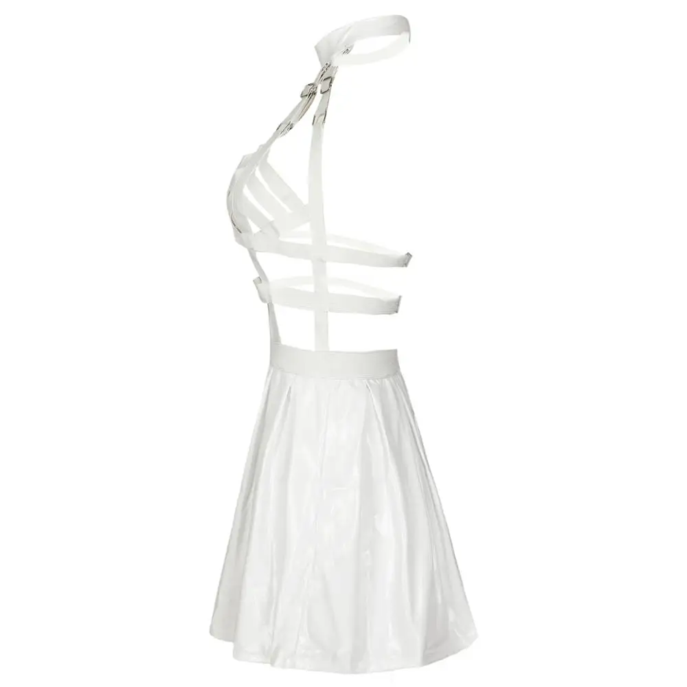 Соблазнительное женское нижнее белье из искусственной кожи черного цвета с