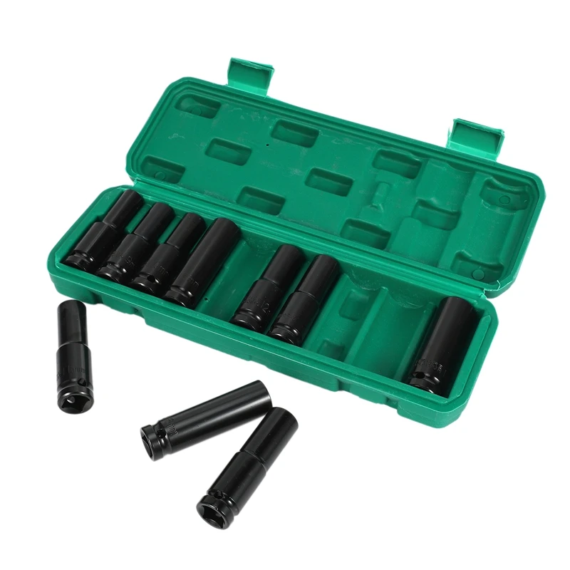 

HLZS-Hexagon Extended Socket Wrench Drive Deep Impact Sleeve Set Heavy Metric Garage Tool for Wrench Hex Wrench Drill Bit
