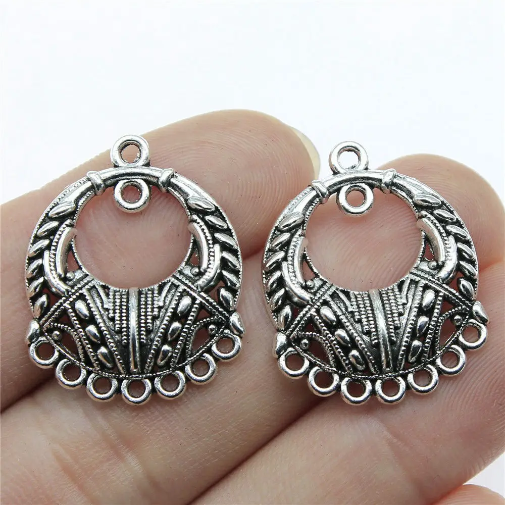 

Wholesale Metal Charms Lot 1pcs Round Porous Earring diy earrings making accessories Connectors 27x21mm