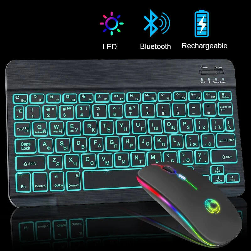 

Bluetooth-клавиатура и мышь беспроводные перезаряжаемые с русской раскладкой