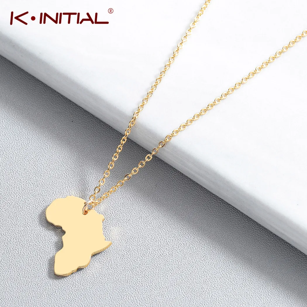 Женское Ожерелье с изображением карты Африки Kinitial модное геометрическое