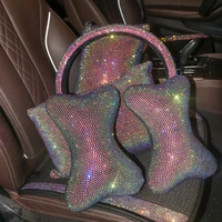 car bling accessories for woman interior set styling rhinestone headrest pillows back support seat cushion pain relief sparkly