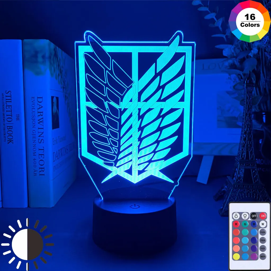 Ночсветильник с 3D иллюзией светодиодная подсветка Крылья Свободы 7 цветов