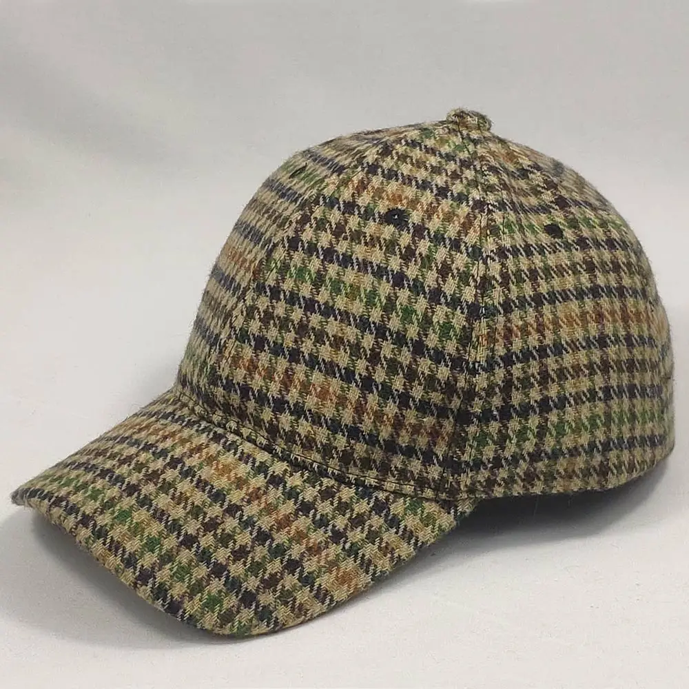 Adjustable Vintage Men Cap Plaid Tweed Baseball Hat Dad Winter Autumn Red Grey | Аксессуары для одежды