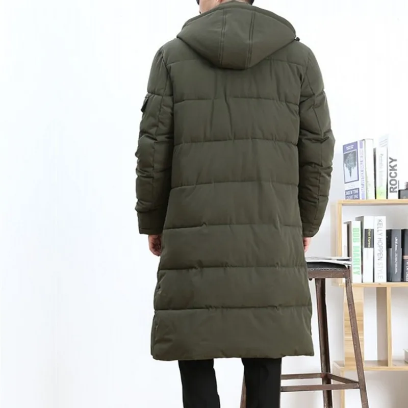 Мужской пуховик длинный свободный с капюшоном большой размер L 6XL|parka hood|down winterwinter