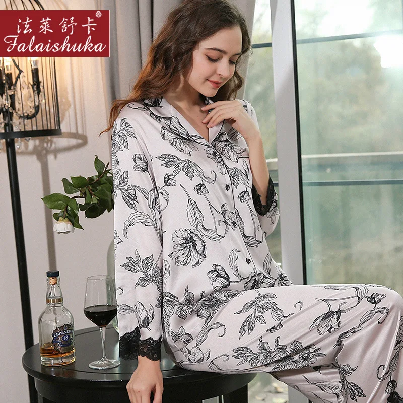 White Lotus 100% genuine silk pajamas sets women sleepwear Korean fashion Elegant pure natural silk womens pyjamas T8260