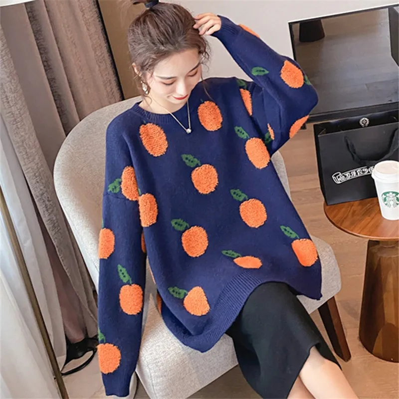 

Korean Version Of The Thick Lazy Pullover Sweater Women Fashion All Match Loose Autumn And Winter New Outer Wear Knitted TopC264