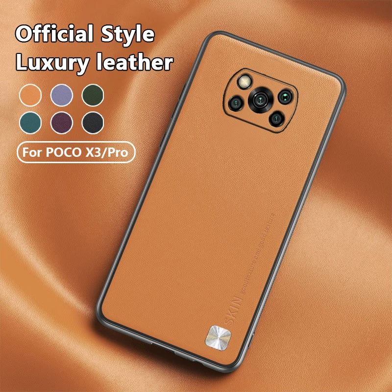 

Fashion Luxury Leather Phone Case For Poco X3 Pro NFC Soft Sillicone Cover Creative Business Style Camera Protector Accessories