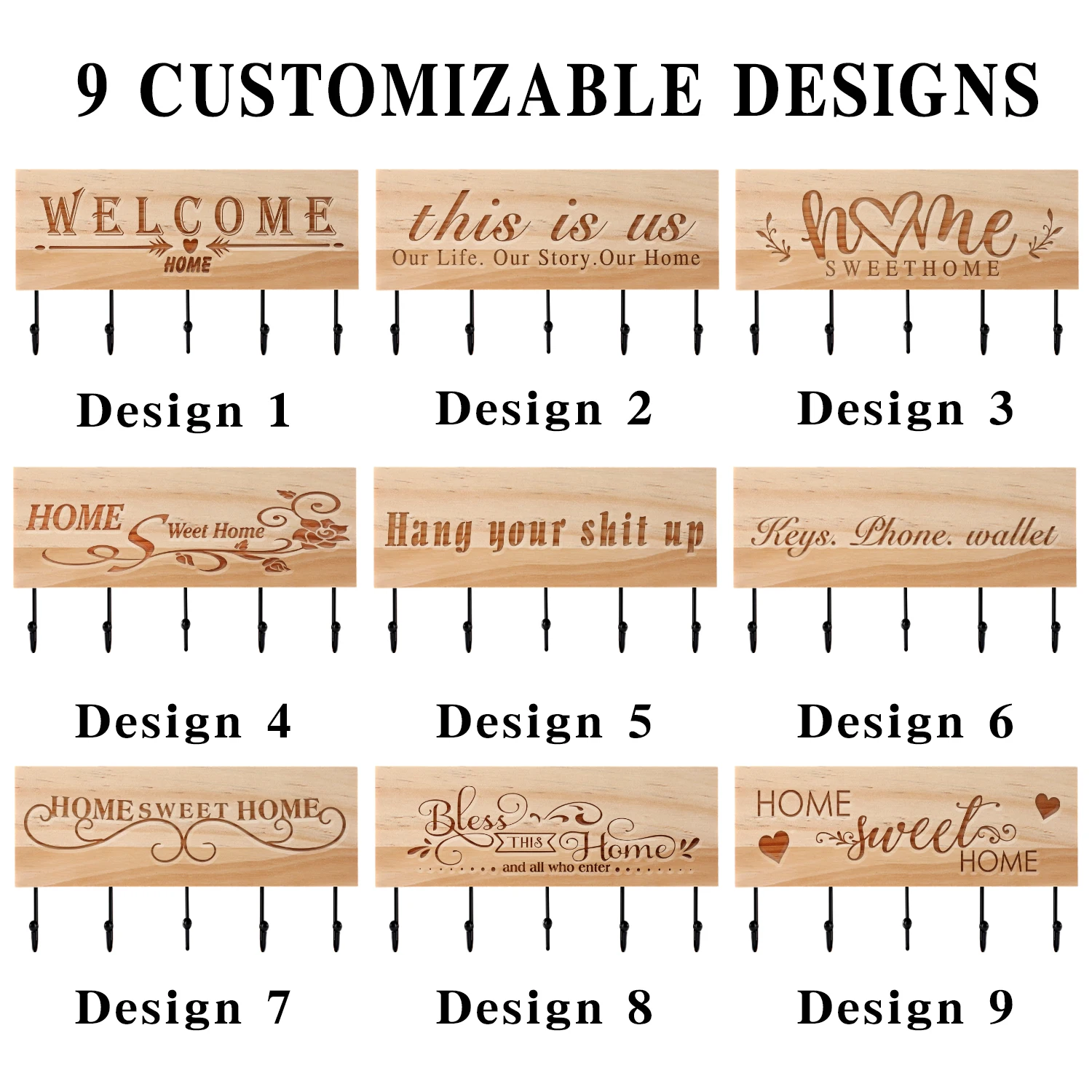 Деревянный держатель для ключей настенный Декор дома двери новый тип 5 подвесных