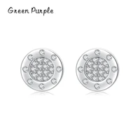 green purple exquisite shiny zircon ear studs 925 sterling silver charm circle simple stud earrings for women party jewelry gift