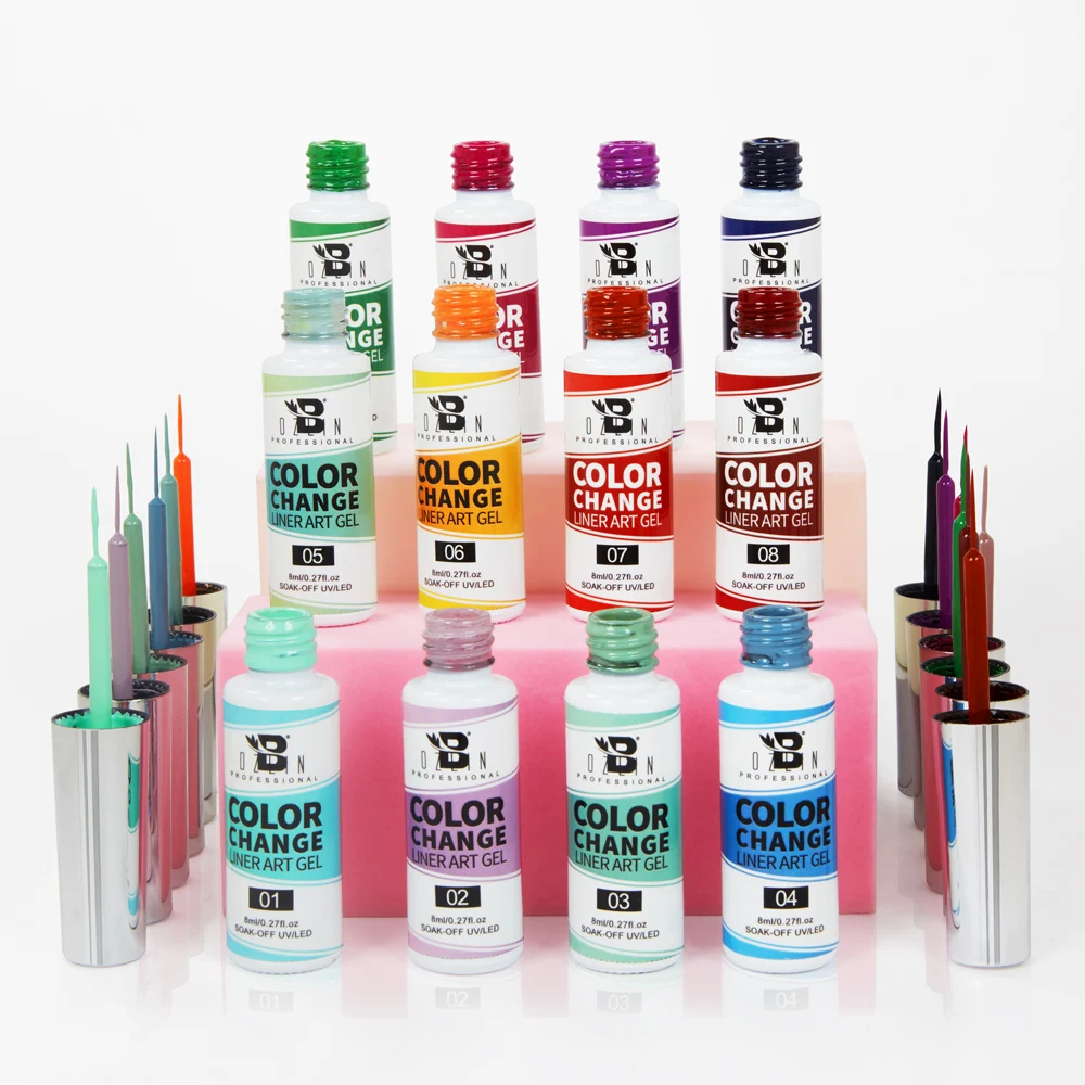 Термальный Цветной Гель-лак для ногтей 12 цветов лайнер художественный гель