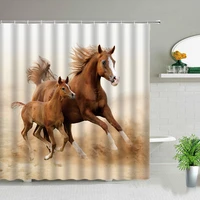 horses shower curtains farm animal creativity abstract 3d printed waterproof fabric bath curtain set bathroom screens with hooks