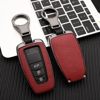 zinc alloygenuine leather car key protection case cover for toyota camry corolla c hr chr prado 2018car styling holder 3 button
