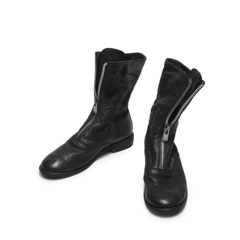 BLACK Prova Perfetto/брендовые ботинки на молнии; женская большая молния спереди; открытая обувь до середины икры; Botines; зимние сапоги из натуральной кожи; Botines Mujer; - Цвет: BLACK