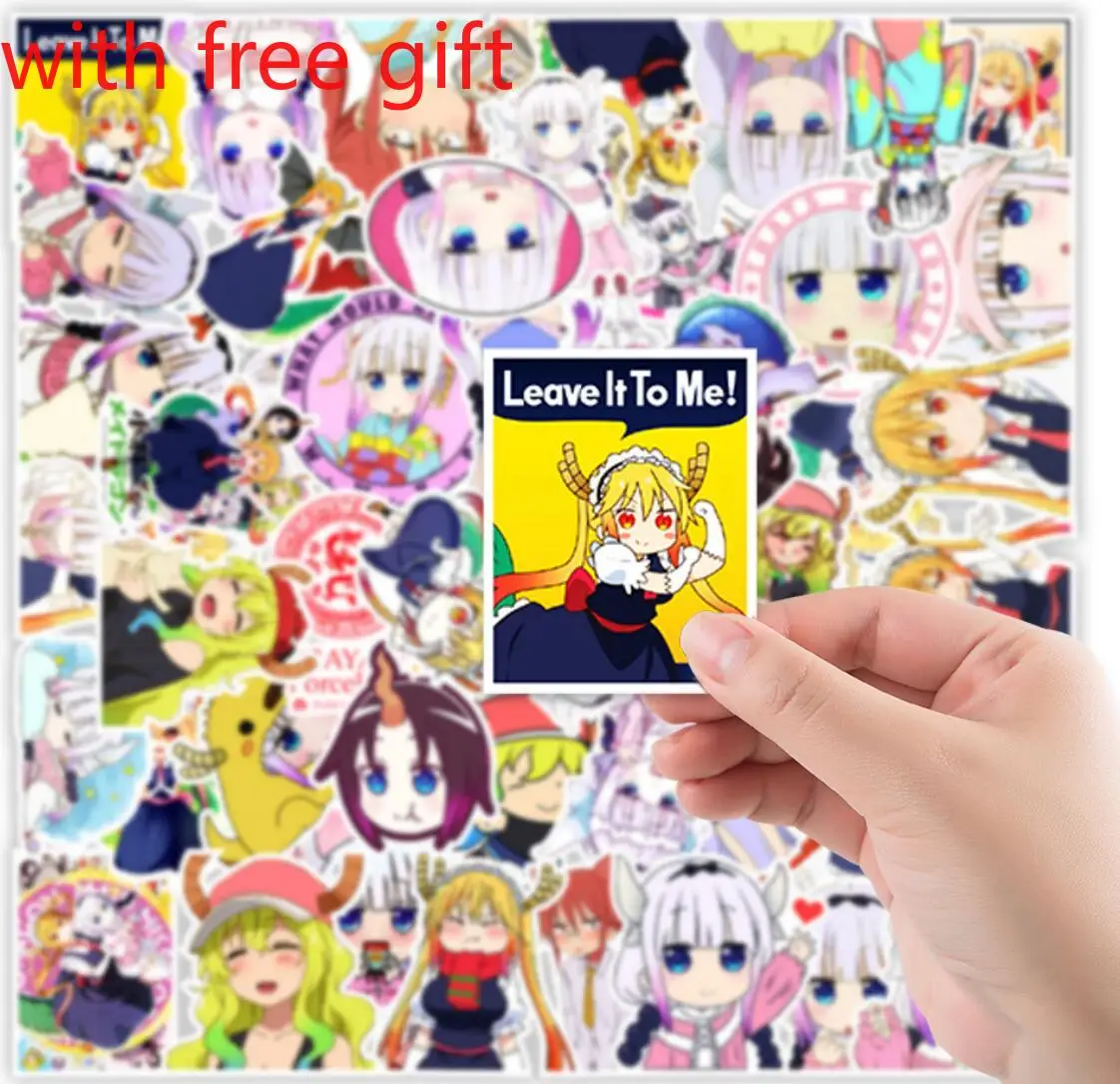 50 unids/lote Anime japon&eacute;s la se&ntilde;orita Kobayashi es Drag&oacute;n criada linda chica pegatinas para bicicletas de tel&eacute;fono etiqueta engomada etiqueta-0