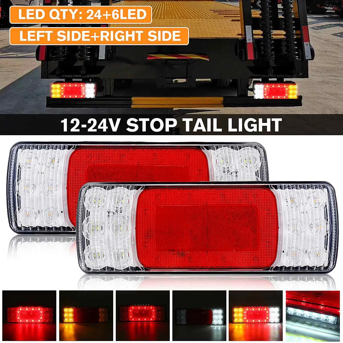

Left Right 12V 24V LED Car Truck Tail Light Taillight Rear Brake Light Indicator Signal Lamp for Trailer Tactor Lorry Bus