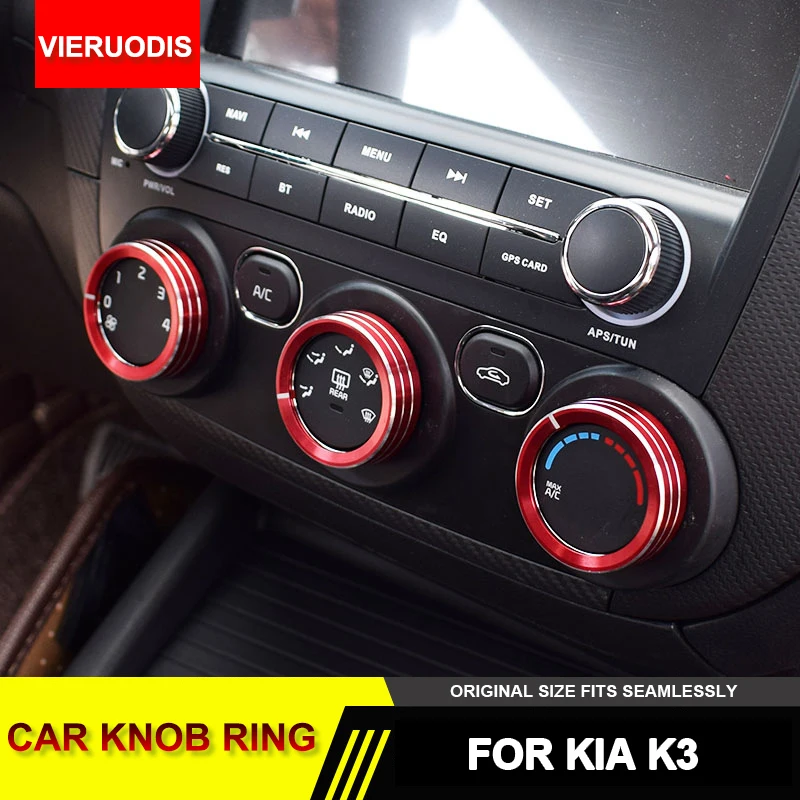 

3pcs Car Air Conditioning Switch Buttons Cover AC Knob Cover Ring Heat Control Switch Buttons Cover For KIA K3 2015-2018