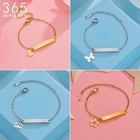 365 новые детские браслеты с гравировкой имени, кулон из нержавеющей стали в виде сердца, короны, звезды, ювелирные изделия на заказ, персонализированный подарок на день рождения для девочек