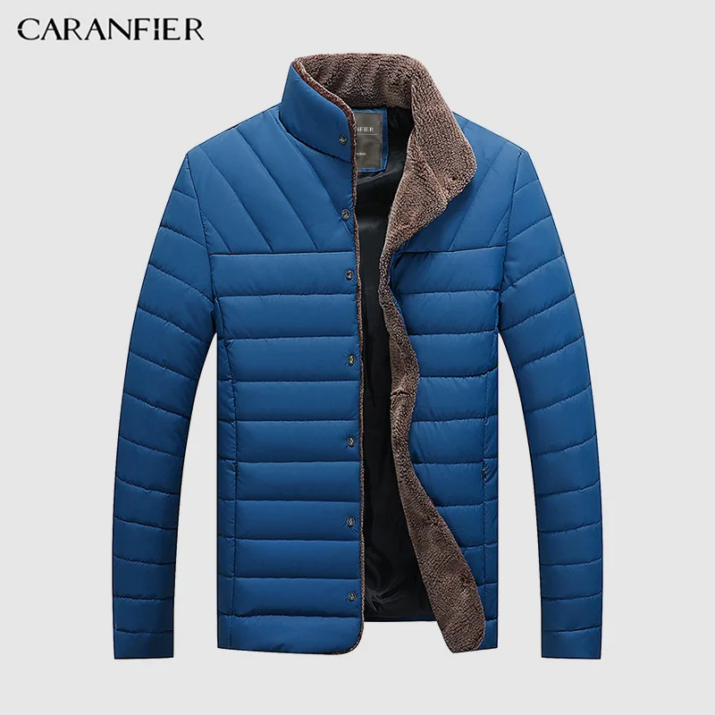 

Мужская однотонная куртка CARANFIER, Повседневная теплая приталенная куртка на пуговицах с длинным рукавом, Повседневная ветровка, верхняя оде...
