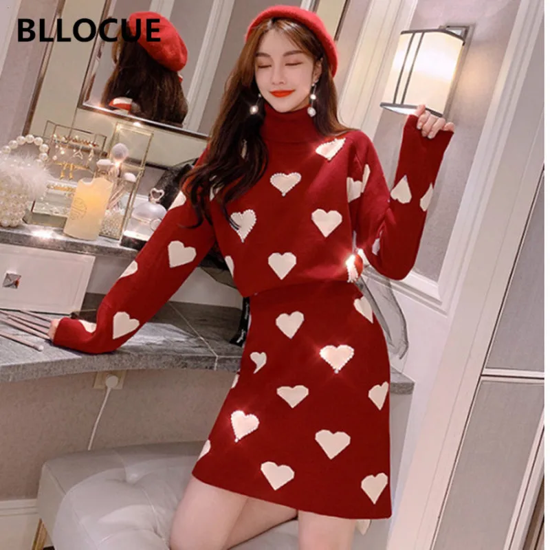 Комплект вязаный из двух предметов BLLOCUE свитер с высоким воротом и бисером