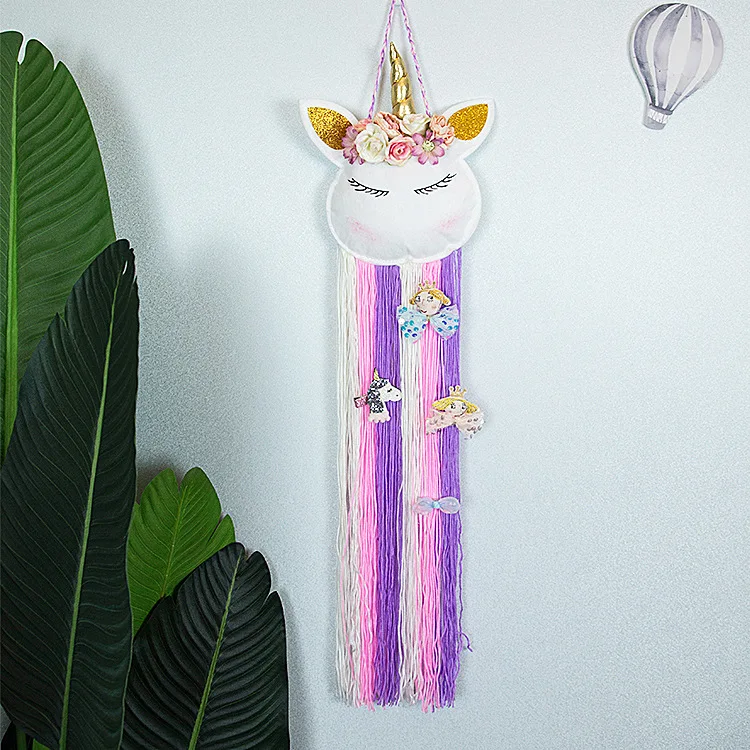 

Felt Hairpin Hair Accessories Storage Belt Wall Hanging Round Face Unicorn Headdress Finishing Belt Rack Wool Braids Room Decor