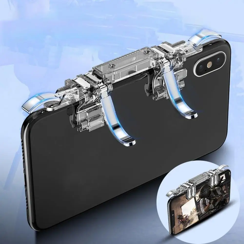 

K19 Mini Gamepad Trigger PUBG Six-finger Linkage Gamepad Controller for Shooting Aiming Button L1R1, for iPad Android