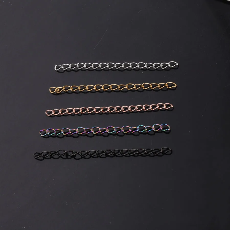 

100% Stainless Steel Extension Chains Bulk Bracelet Extended Chains Tail Extender For DIY Jewelry Making 5cm 100pc/lot