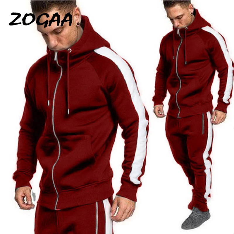 

ZOGAA Sets Men Tracksuit Casual 2 Pieces Zipper Sweatsuit Plus Size S-XXXL Patchwork All-match Hot Sale Simple Fashion Solid New