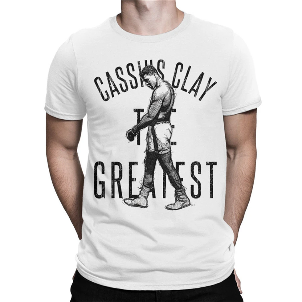 Cassius Clay - The Greatest Art футболка Muhammad Ali все размеры Ретро с круглым вырезом | Мужская