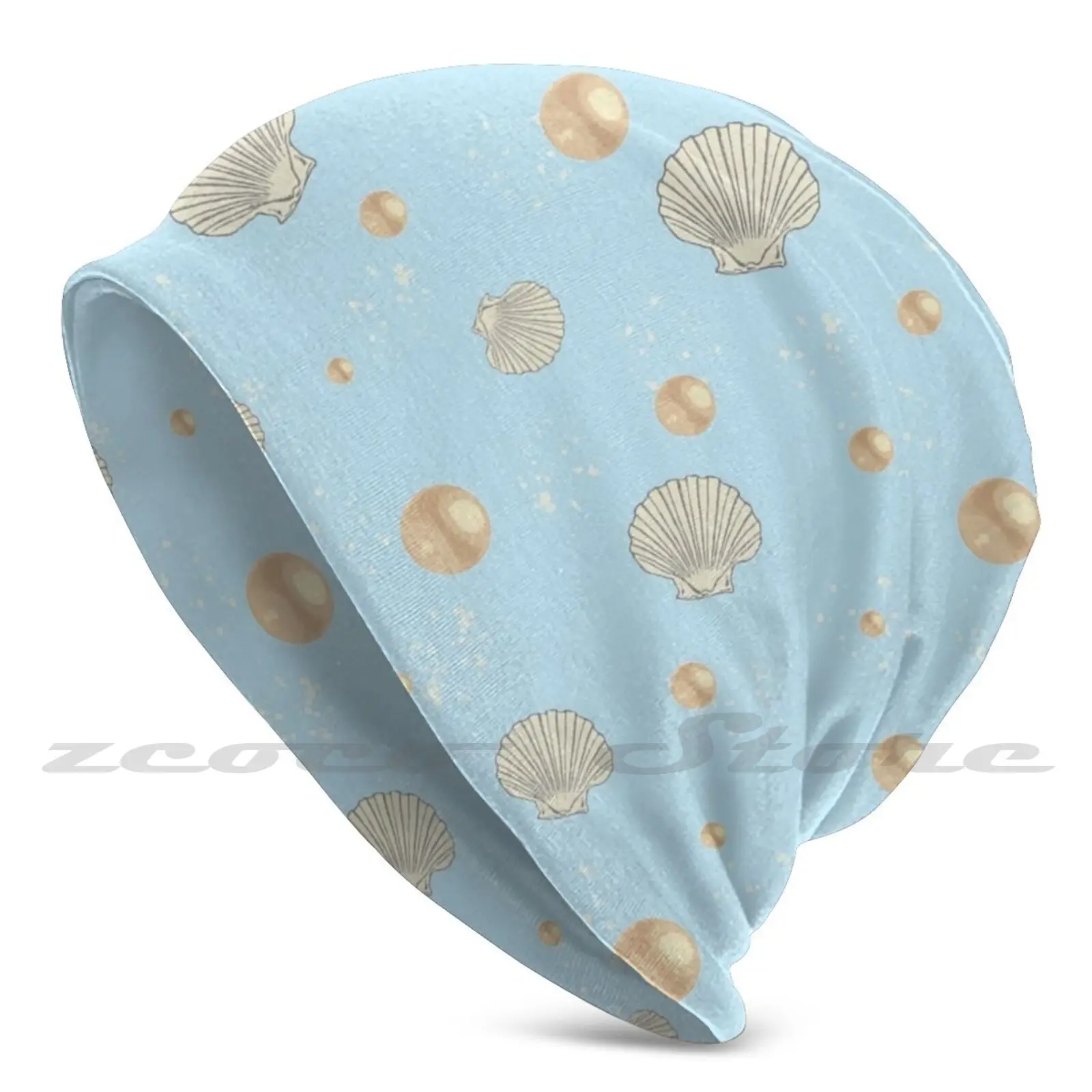 

Shell And Pearls , Sea , Animal Lover , Whale Personalized Pattern Knit Hats Plus Size Elastic Soft Cap Shell Cockle Sea