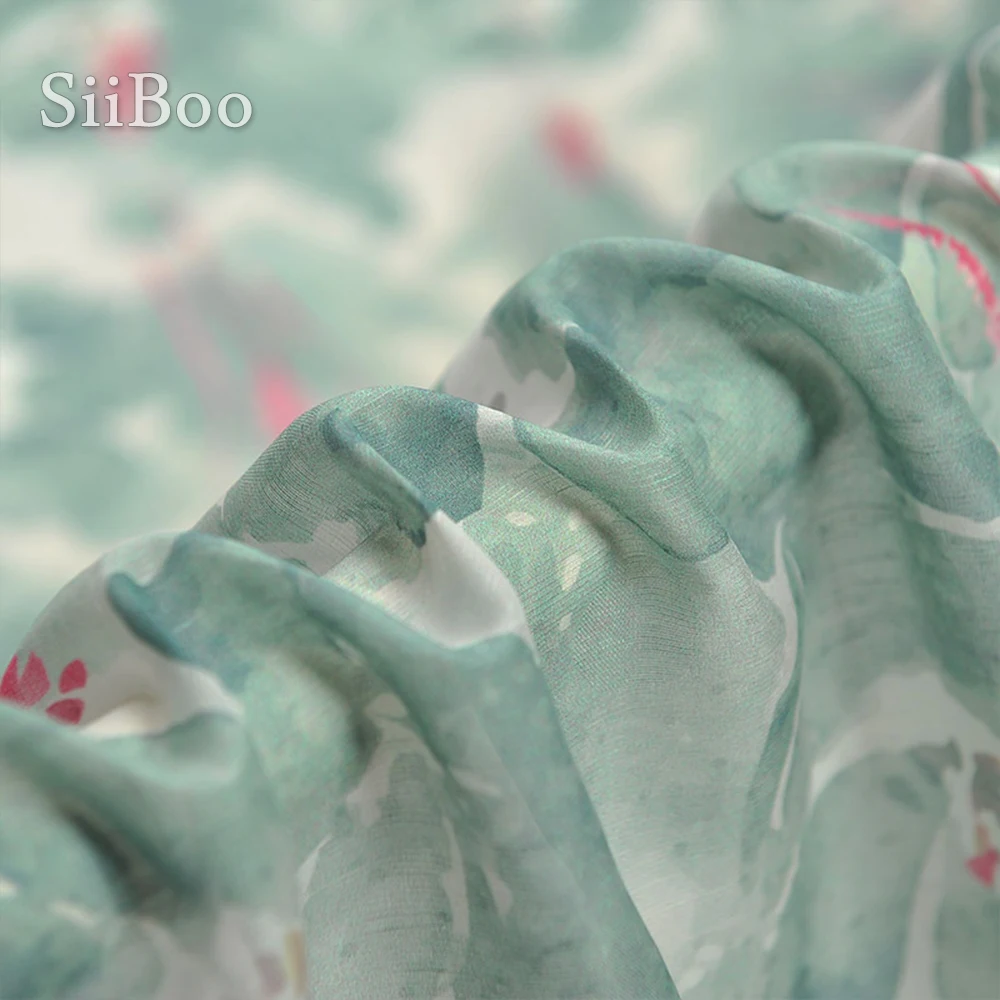 American elegant floral printed breathable silk linen fabric for women summer dress shirt skirt tela de lino y seda SP6157 | Дом и сад