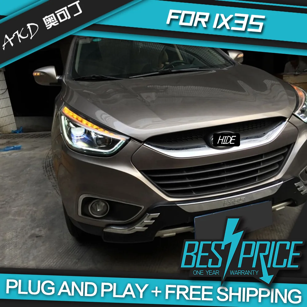 

Car Styling Head Lamp case for Hyundai IX35 Headlights 2010-2015 New Tuscon LED Headlight LED DRL H7 D2H Hid Angel Eye Bi Xenon