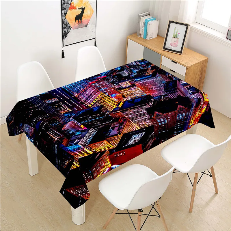 

City Night Scene Tablecloth polyester Hotel Picnic Table Rectangular Table Covers Home Dining Tea Table Decoration