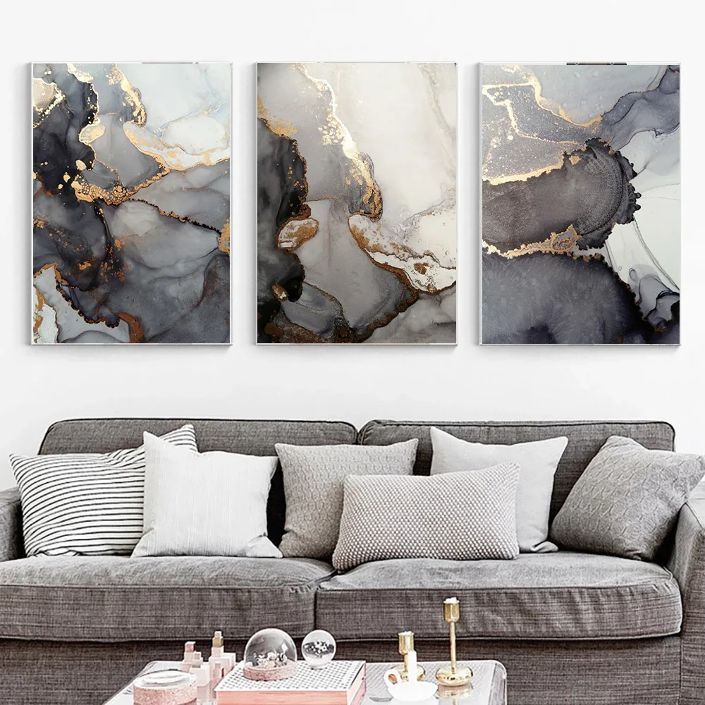 

Abstract Gold Black Marble Wall Art Poster Modern Canvas Painting Nordic Art Prints Nordic Pictures for Living Room Home Decor