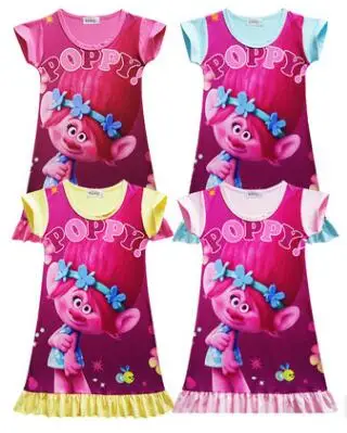 Платья с троллями для девочек костюмы троллей короткими рукавами Летнее Детское