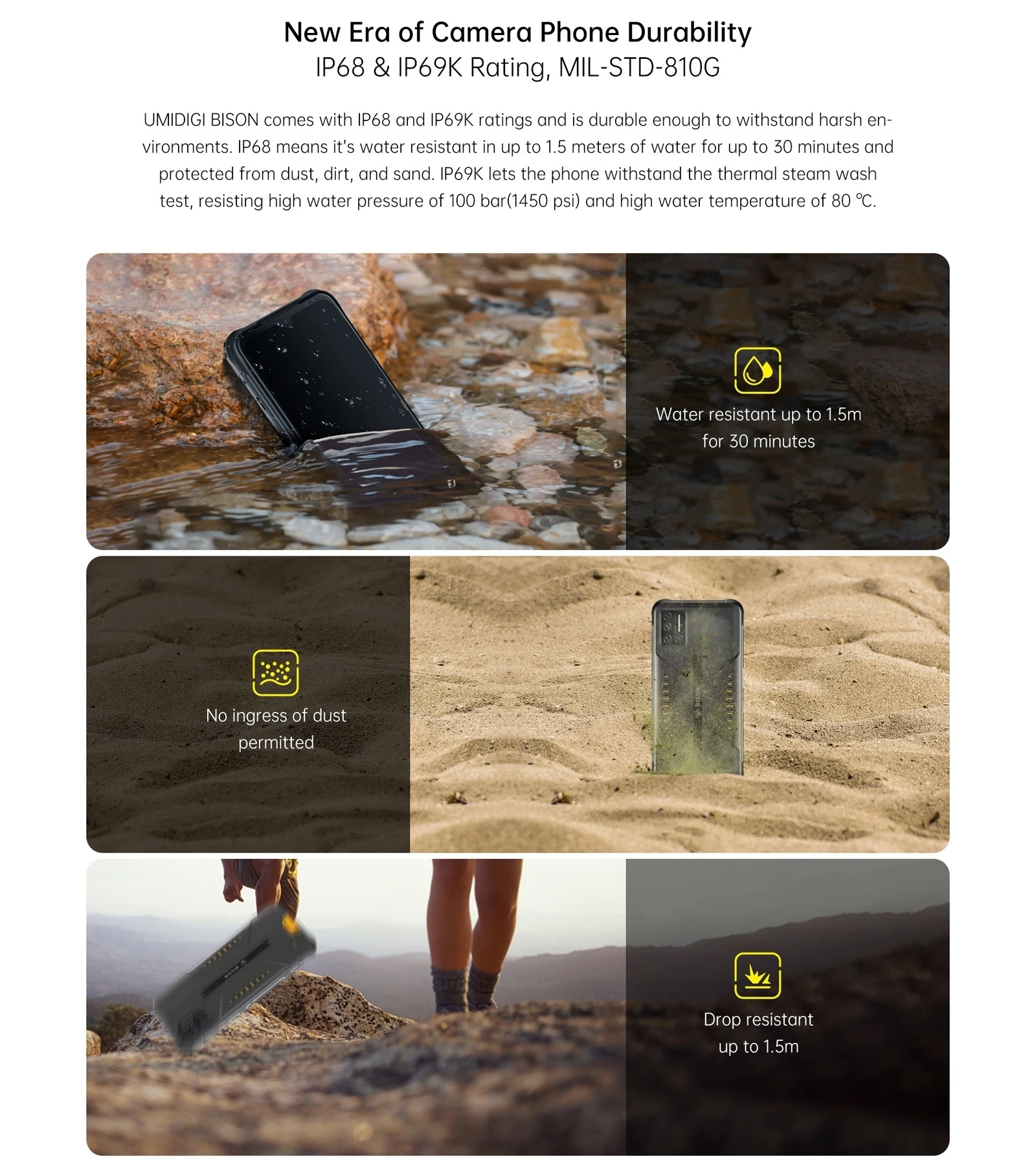 umidigi bison 8gb128gb ip68ip69k waterproof rugged phone 48mp matrix quad camera 6 3 fhd display nfc android 11 smartphone free global shipping