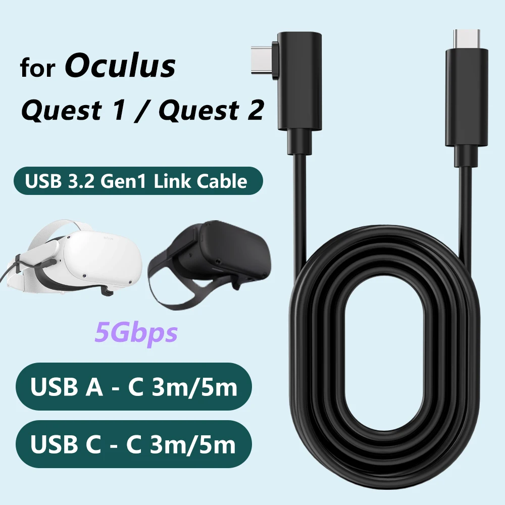 

Кабель USB 3,2 Gen 1 для Oculus Quest 2, кабель для передачи данных, быстрая зарядка, 3 м, 5 м