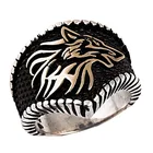 Boho норвежский викинг Nordic кольцо в виде головы волка мужской амулет символ Одина Руна волк Тотем кольцо панк-рок ювелирные изделия Подарок на юбилей