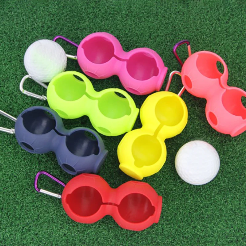 

New Golf Ball Protective Cover Soft Silicone Waist Holder Double Fall Resistant Keyring Golfing Accessories For 2 Balls Hot Sale