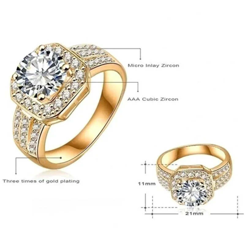 

Luxury Zircon Cubic Ring Inlaid Square Rhinestone Women Gift Fashion Jewelry Party Trendy Ornaments Men Propose