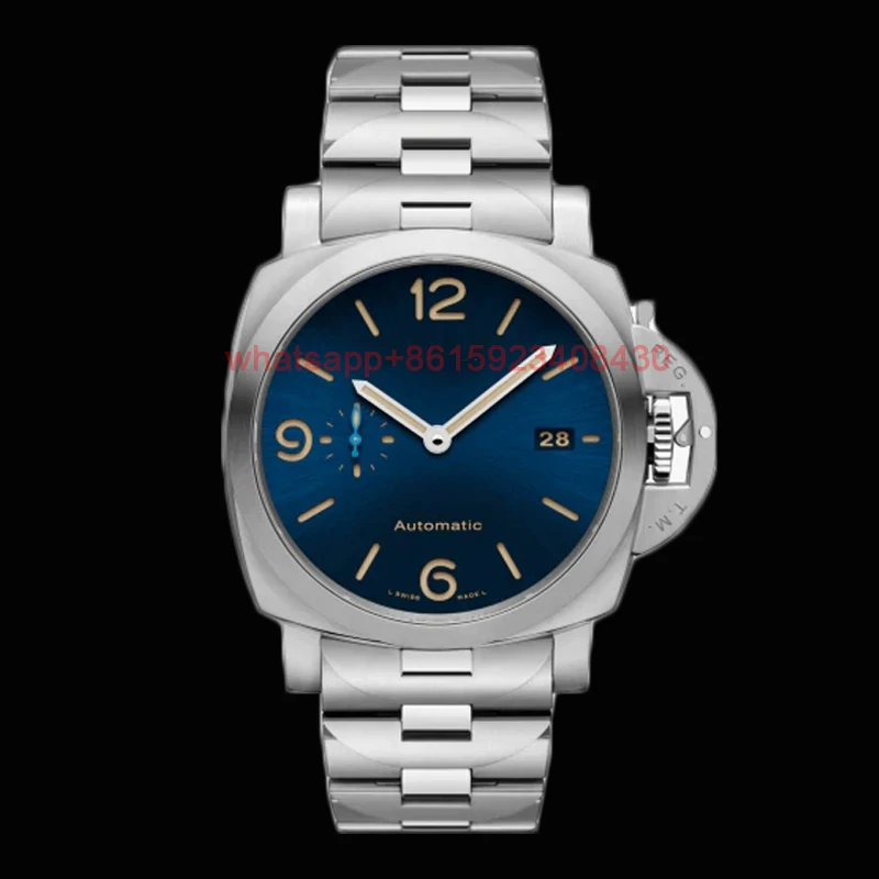 

New Luxury Brand Men's Automatic Mechanical Watch Super Luminous Blue dial Stainless Steel Strap AAA wristwatch