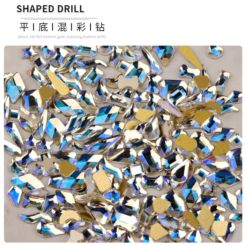 Плоские Стразы для ногтей смешанные размеры AB Symphony прозрачные минеральные