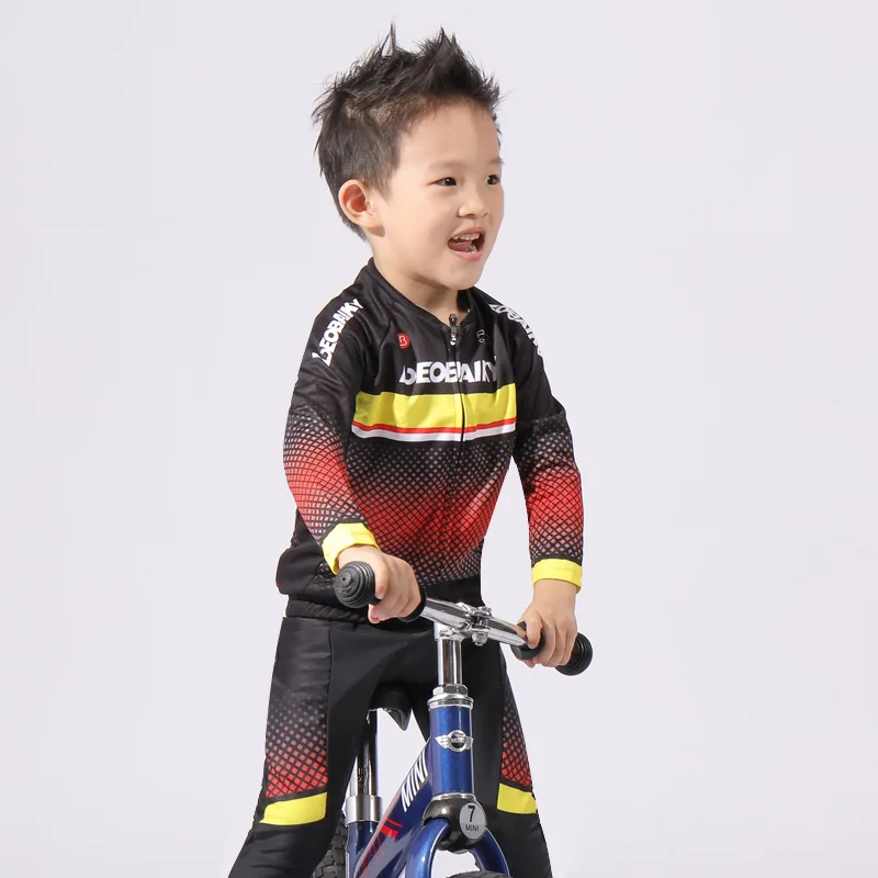 Child Team Bike Jersey Sets Kids Cycling Set Riding Clothing Mtb Wear Children Bicycle Clothes Boy Sport Suit Girls Long Kits - Цвет: Красный