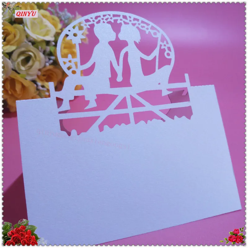 10/50pcs White Laser Cut Name Mark Place Cards Wedding Decoration Birthday Party Invite Table Favor Gift Card 5 | Дом и сад