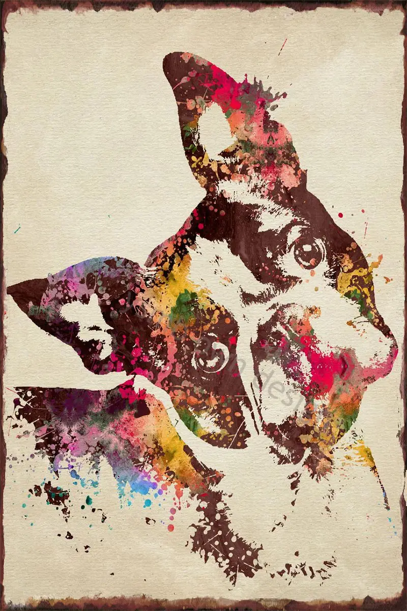 

Boston Terrier Tin Plates Wall Decor Room Decoration Retro Vintage Metal Sign Tin Sign For Art Cafe Pub Home Club Man Cave