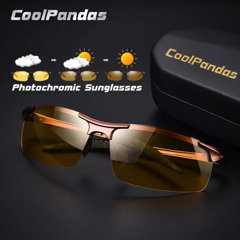 CoolPandas желтые линзы Сменные коричневые фотохромные солнцезащитные очки мужские поляризованные очки ночного видения для вождения Oculos zonnebril heren